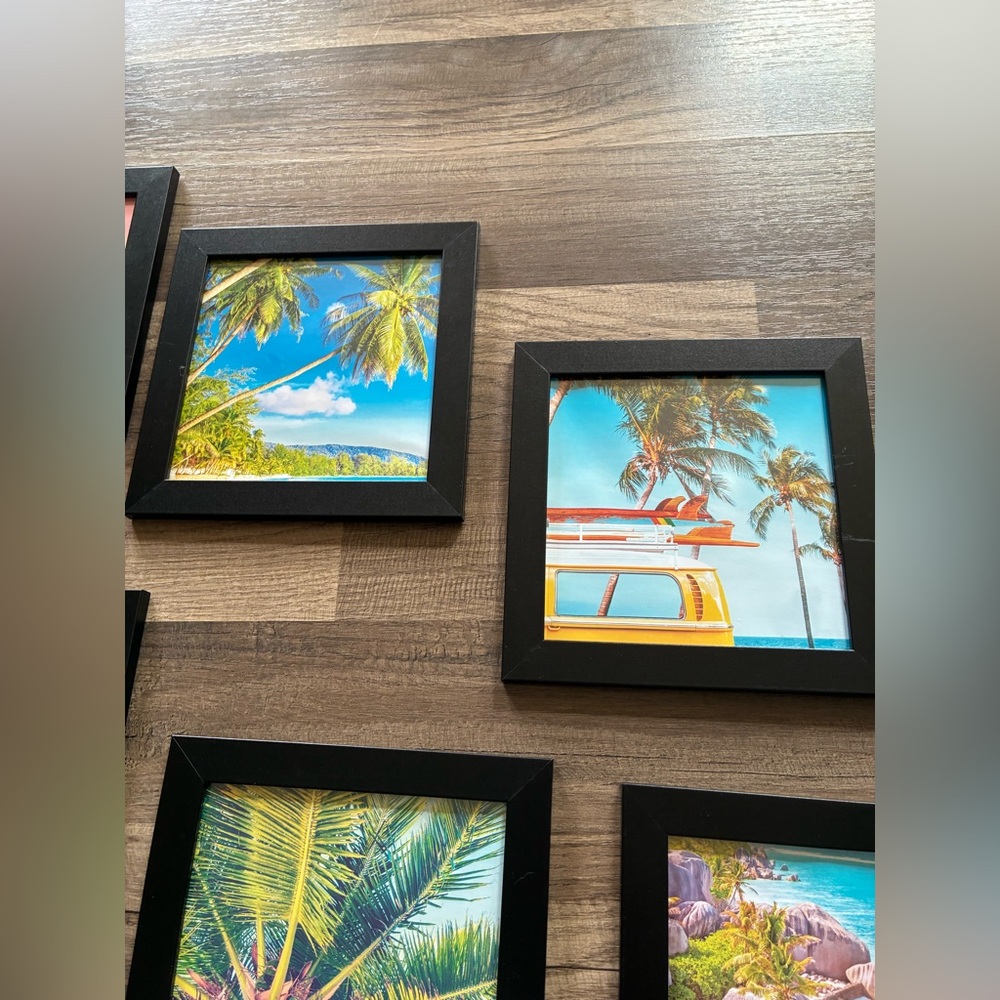 7x7 Beach Theme Pictures in Black Wood Frames Set of 12 - Picture 4 of 11